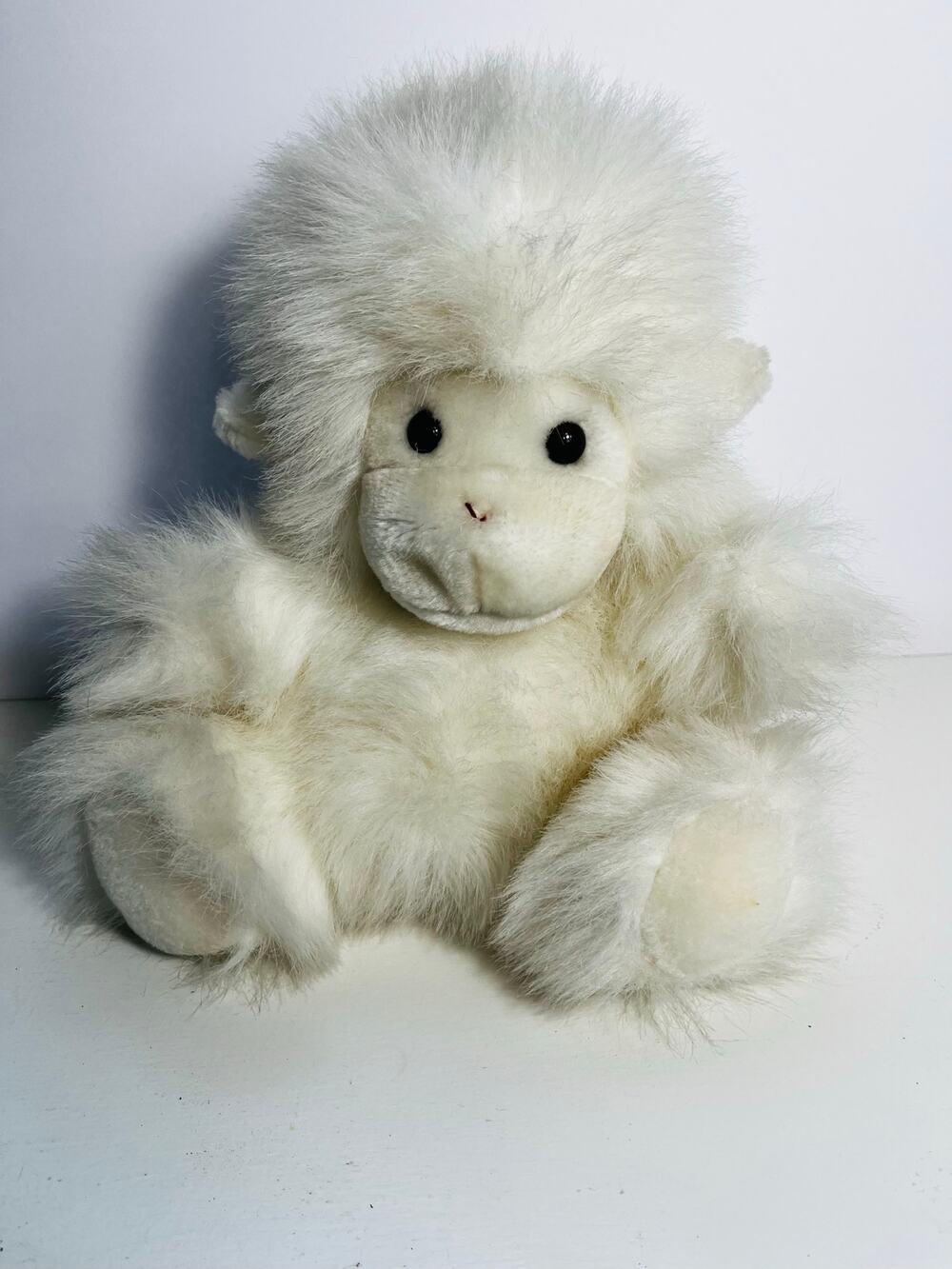 Vintage Happiness Always white monkey hand puppet 10"